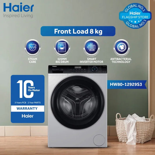 Haier HWM 80-BP12929S3 8Kg Front Load Fully Automatic Washing Machine With Official Warranty